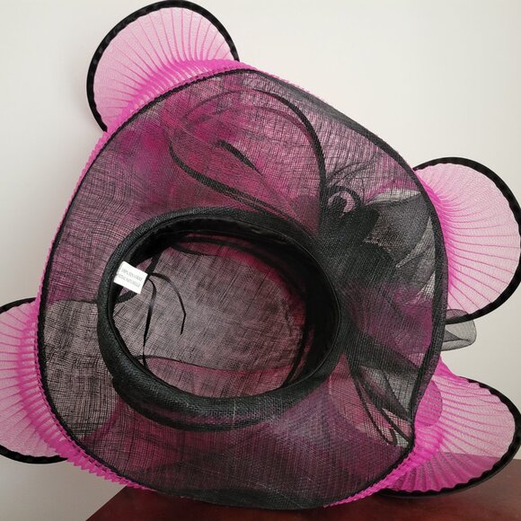 Paris Hand-Made Large Brim Ruffle Organza Hat | Elegant Royal Derby Wedding Hat